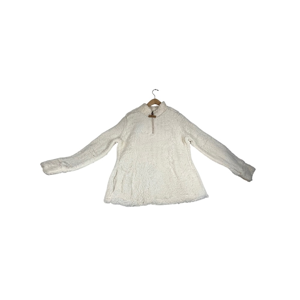 Weatherproof Vintage Cream Sherpa Faux Fur Quarter Zip Pullover Fleece Large